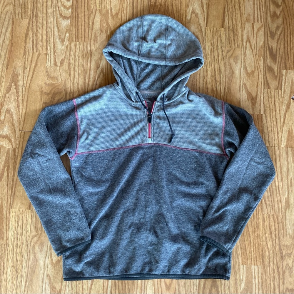 PrAna Liora Hooded Pullover Fleece Jacket Women’s Medium Grey/pink